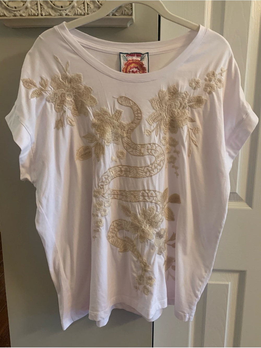Johnny Was Edie Relaxed T Shirt Women Boho Floral Embroidered Cotton - M - Picture 2 of 7